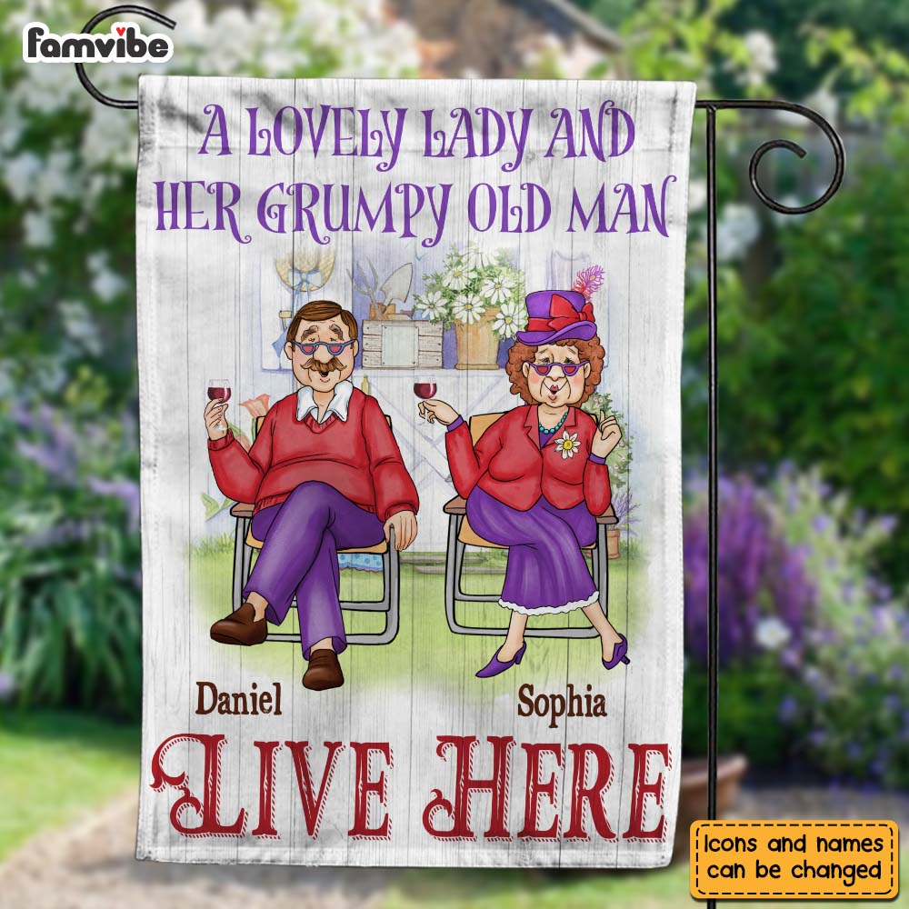 Personalized Gift For Couple A Lovely Lady And Her Old Man Live Here 26411 Flag Primary Mockup