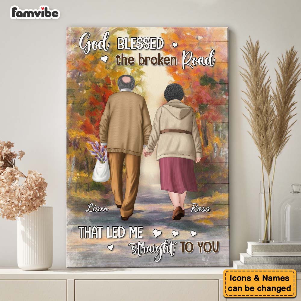 Personalized Gift For Old Couple God Blessed The Broken Road Canvas 26413 Primary Mockup