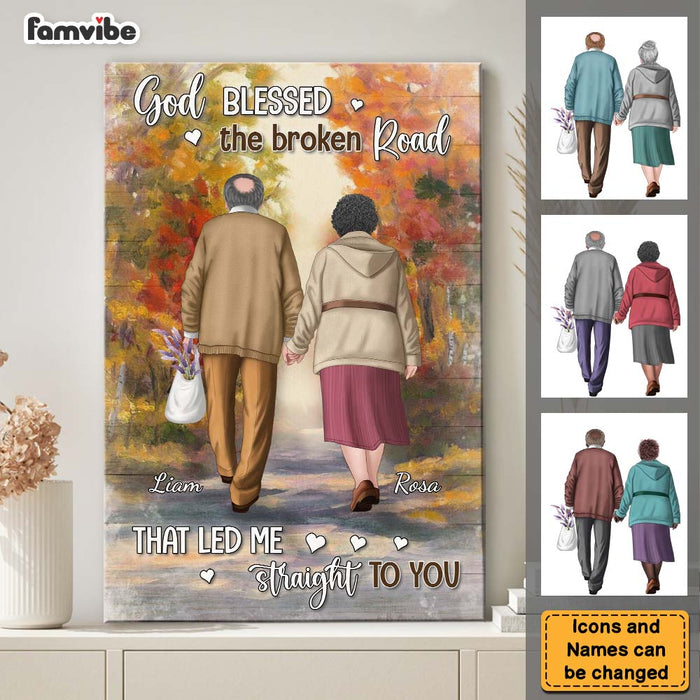 Personalized Gift For Old Couple God Blessed The Broken Road Canvas 26413 1