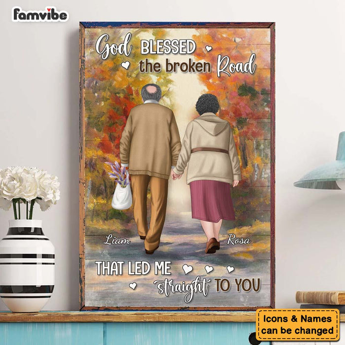 Personalized Gift For Old Couple God Blessed The Broken Road Canvas 26413 1