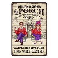 Personalized Gift For Couple Porch Sit Long Talk Much Laugh Often Metal Sign 26416 thumb 1