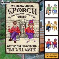 Personalized Gift For Couple Porch Sit Long Talk Much Laugh Often Metal Sign 26416 thumb 1