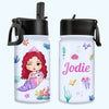 Personalized Gift for Granddaughter Mermaid Theme Kids Water Bottle With Straw Lid 26417 1