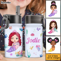 Personalized Gift for Granddaughter Mermaid Theme Kids Water Bottle With Straw Lid 26417 thumb 1