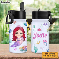 Personalized Gift for Granddaughter Mermaid Theme Kids Water Bottle With Straw Lid 26417 thumb 1