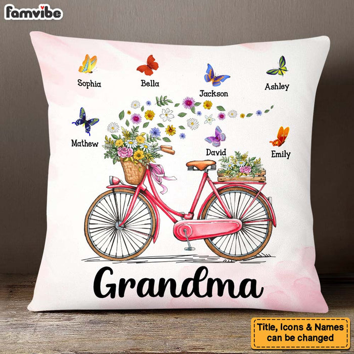 Personalized Gift for Grandma Bicycle With Flowers Pillow 25288 26419 1