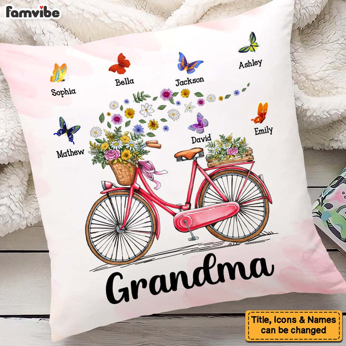 Personalized Gift for Grandma Bicycle With Flowers Pillow 25288 26419 1