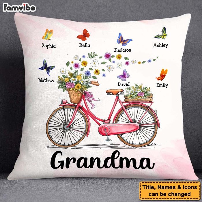 Personalized Gift for Grandma Bicycle With Flowers Pillow 25288 26419 1