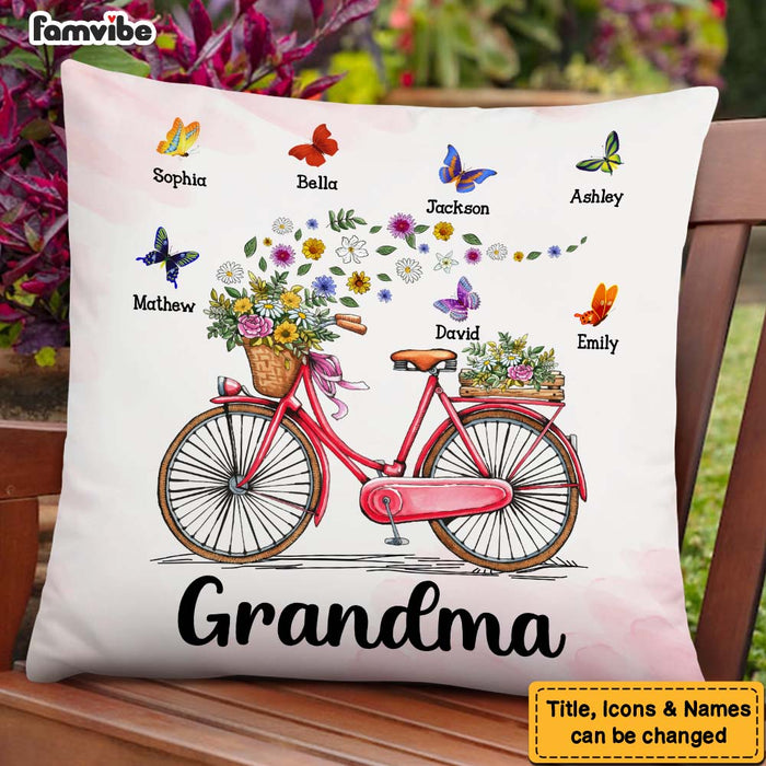Personalized Gift for Grandma Bicycle With Flowers Pillow 25288 26419 1