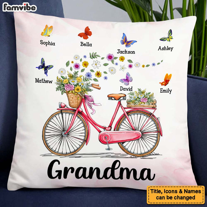 Personalized Gift for Grandma Bicycle With Flowers Pillow 25288 26419 1
