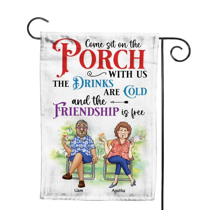 Personalized Gift For Couple Porch The Drinks  Are Cold The  Friendship  Is Free Flag 26428 1