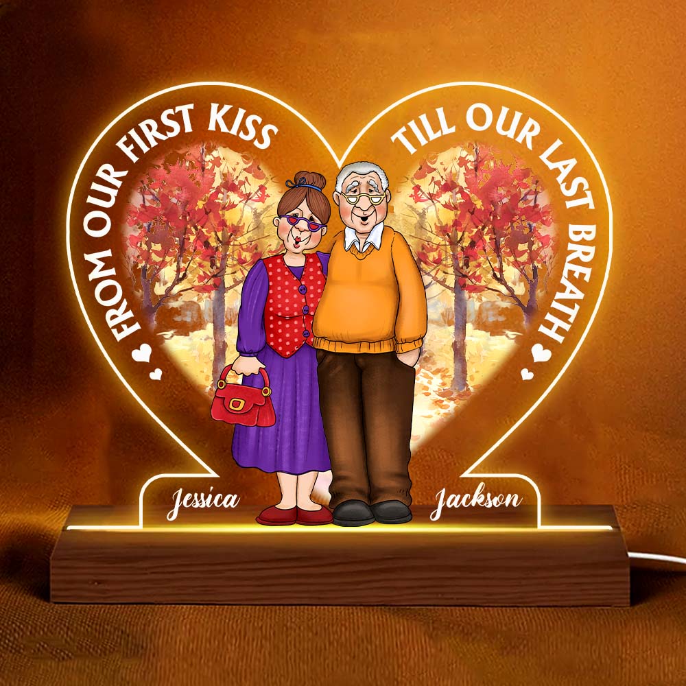 Personalized Gifts For Old Couples Husband Wife From Our First Kiss Plaque LED Lamp Night Light 26435 Primary Mockup