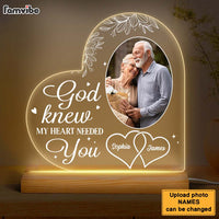 Personalized Gift For Old Couple God Knew My Heart Needed You Photo Plaque LED Lamp Night Light 26448 thumb 1