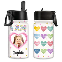 Personalized Affirmation Gift For Kids I Am Kind Upload Photo Kids Water Bottle With Straw Lid 26455 thumb 1