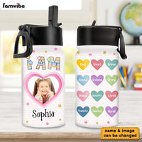 Personalized Affirmation Gift For Kids I Am Kind Upload Photo Kids Water Bottle With Straw Lid 26455 thumb 1