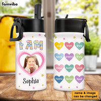 Personalized Affirmation Gift For Kids I Am Kind Upload Photo Kids Water Bottle With Straw Lid 26455 thumb 1