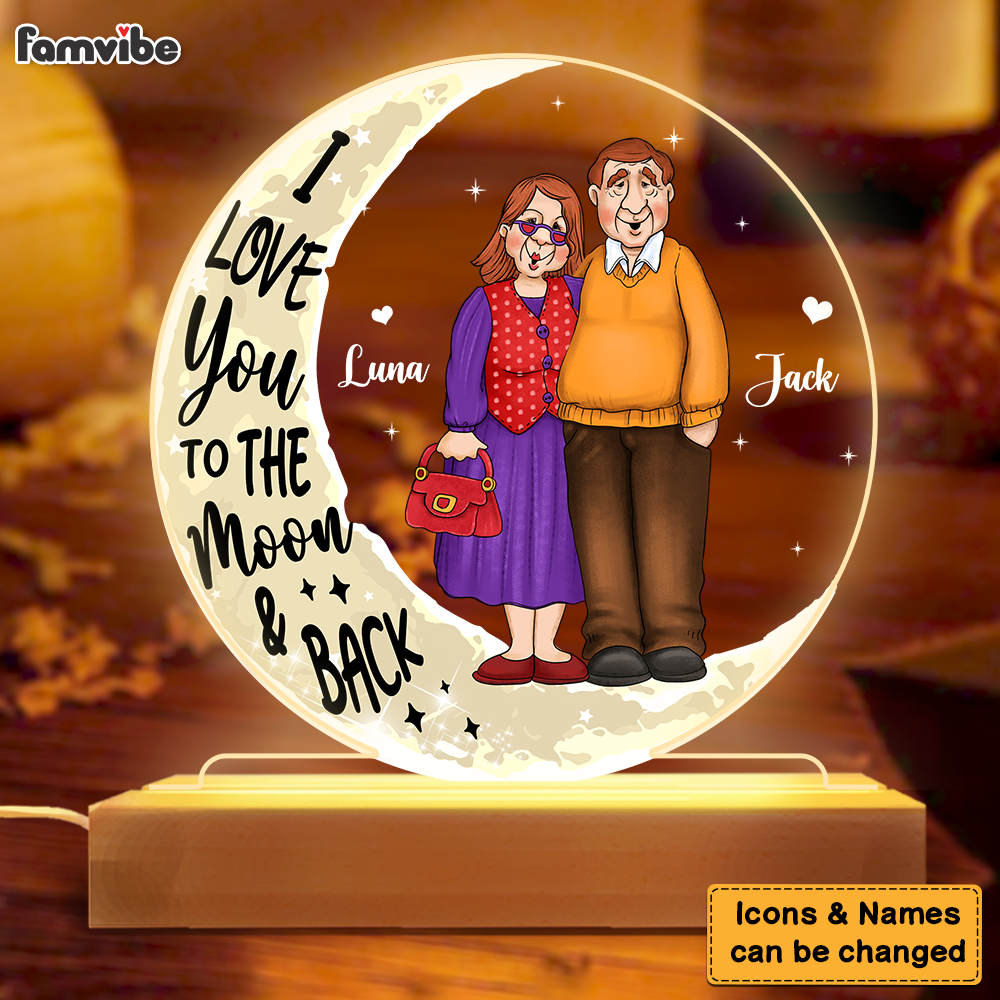 Personalized Gift For Couple Love You To The Moon And Back Plaque LED Lamp Night Light 26456 Primary Mockup