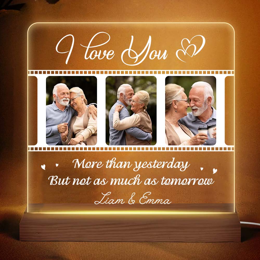 Personalized Gift For Couple I Love You More Than Yesterday Upload Photos Plaque LED Lamp Night Light 26457 Primary Mockup