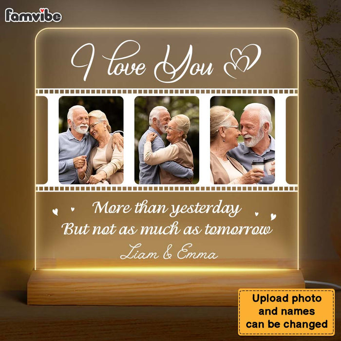 Personalized Gift For Couple I Love You More Than Yesterday Upload Photos Plaque LED Lamp Night Light 26457 1