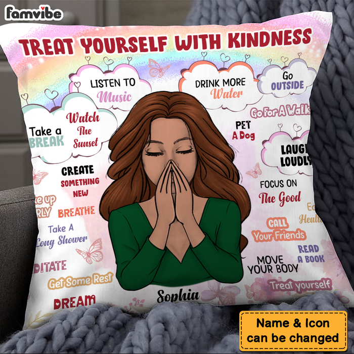 Personalized Gift For Daughter Treat Yourself With Kindness Pillow 26458 1