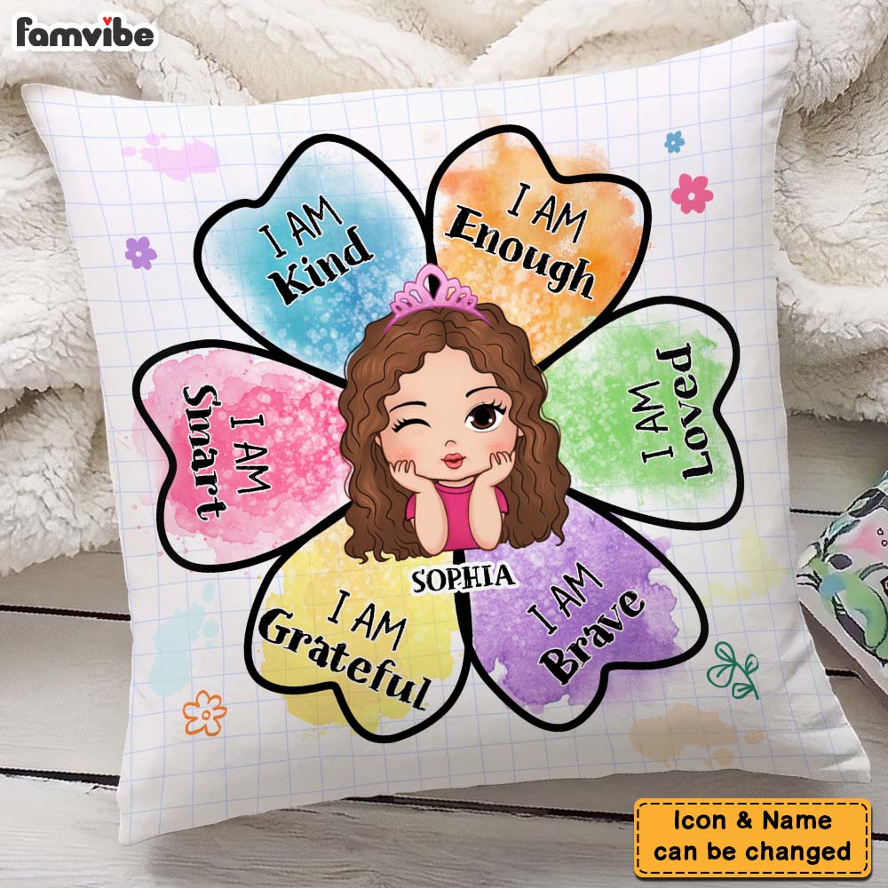 Personalized Affirmation Gift For Kids I Am Smart Flower Pillow 26464 Primary Mockup