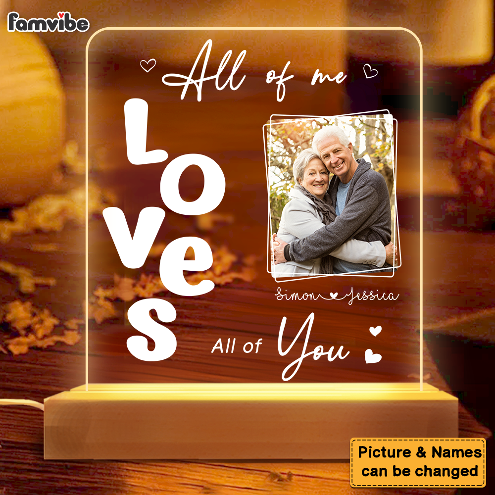 Personalized Gift For Couple All Of Me Loves All Of You Upload Photo Plaque LED Lamp Night Light 26468 Primary Mockup