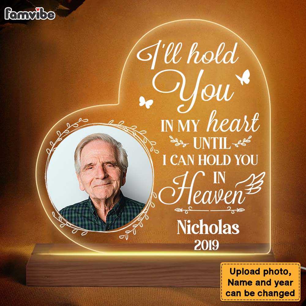 Personalized Memorial Gift I'll Hold You In My Heart Until I Hold You In Heaven Plaque LED Lamp Night Light 26493 Primary Mockup
