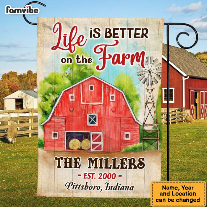 Personalized Gift For Family Life Is Better On The Farm Flag 26502 1