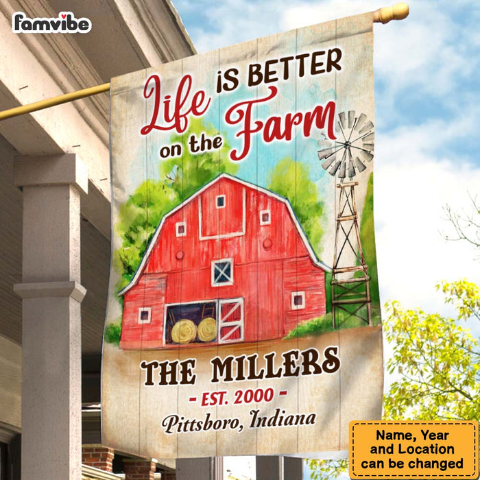 Personalized Gift For Family Life Is Better On The Farm Flag 26502 1
