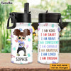 Personalized Affirmation Gift For Kid I Am Kind Kids Water Bottle With Straw Lid 26506 1