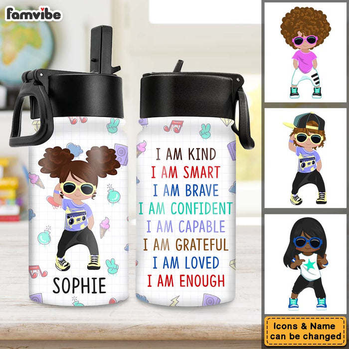 Smart Loved Brave Confident - Personalized Kids Water Bottle With