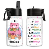 Personalized Gift for Granddaugher Affirmation Boho Rainbow Kids Water Bottle With Straw Lid 26512 thumb 1