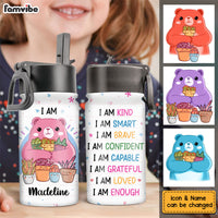 Personalized Gift for Granddaugher Affirmation Boho Rainbow Kids Water Bottle With Straw Lid 26512 thumb 1