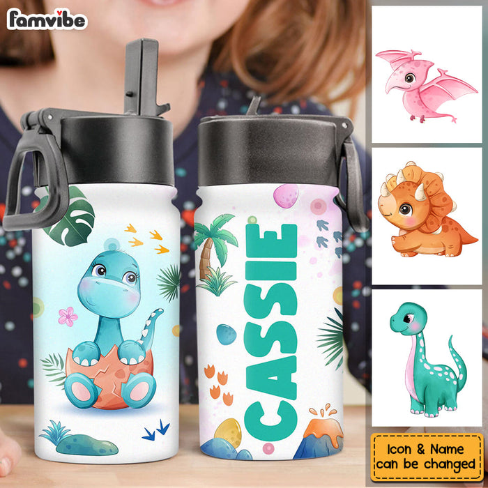 Personalized Gift for Granddaughter Safari Dinosaur Kids Water Bottle With Straw Lid 26517 1