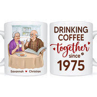 Personalized Gift For Senior Couple Drinking Coffee Together Mug 26529 thumb 1