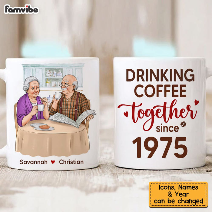 Personalized Gift For Senior Couple Drinking Coffee Together Mug 26529 1