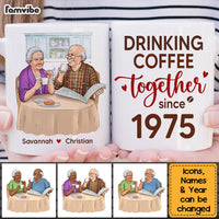 Personalized Gift For Senior Couple Drinking Coffee Together Mug 26529 thumb 1