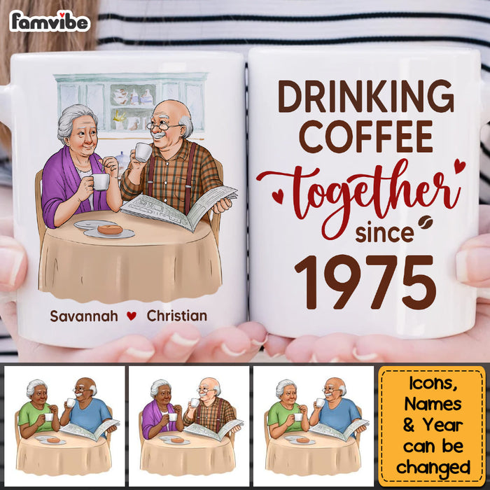 Personalized Gift For Senior Couple Drinking Coffee Together Mug 26529 1