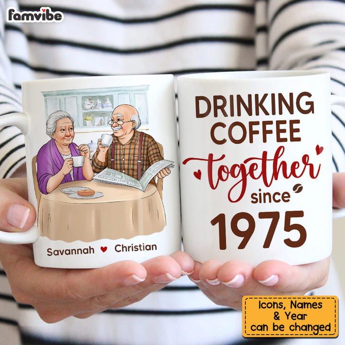 Personalized Gift For Senior Couple Drinking Coffee Together Mug 26529 1
