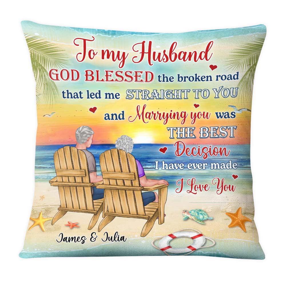 Personalized Gift For Old Couple God Blessed The Broken Road That Led Me Straight To You Pillow 26535 Primary Mockup