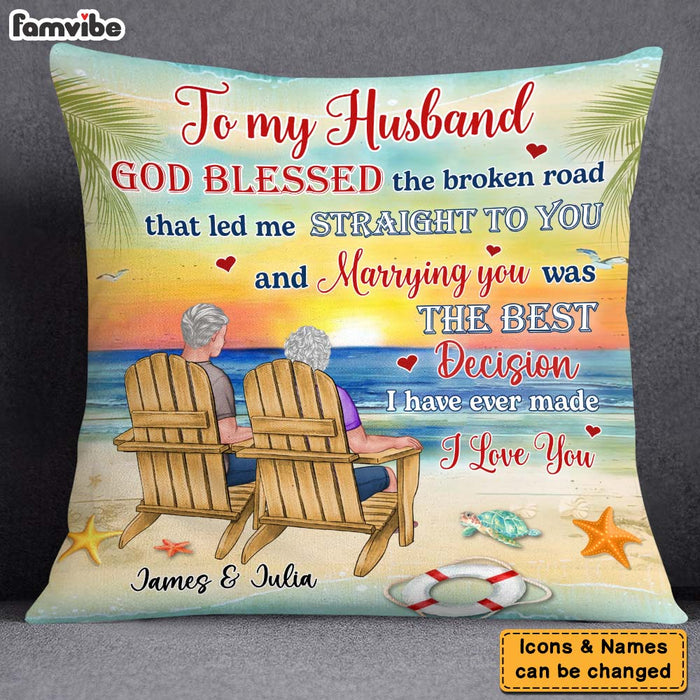 Personalized Gift For Old Couple God Blessed The Broken Road That Led Me Straight To You Pillow 26535 1