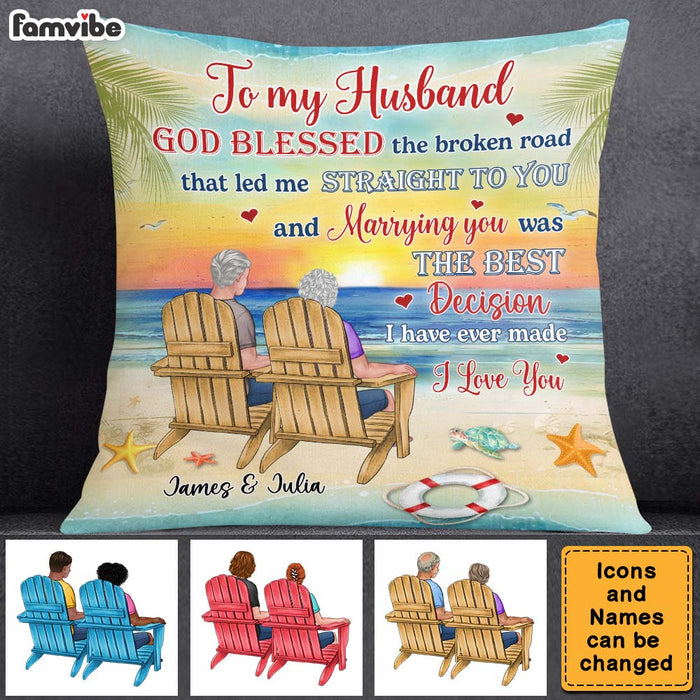 Personalized Gift For Old Couple God Blessed The Broken Road That Led Me Straight To You Pillow 26535 1