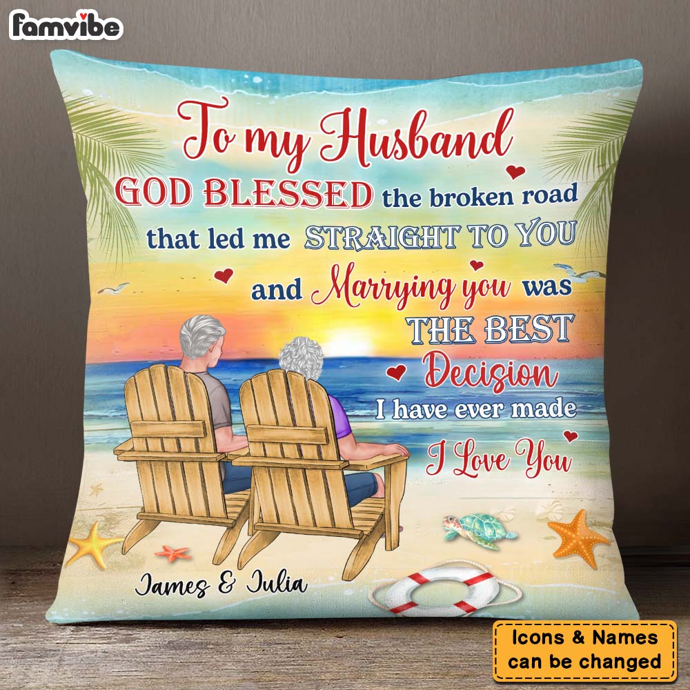 Personalized Gift For Old Couple God Blessed The Broken Road That Led Me Straight To You Pillow 26535 Primary Mockup