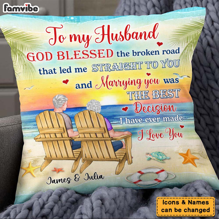 Personalized Gift For Old Couple God Blessed The Broken Road That Led Me Straight To You Pillow 26535 1