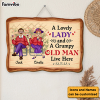 Personalized Gift For Family A Lovely Lady And A Grumpy Old Man Live Here Wood Sign 26537 thumb 1