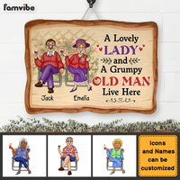 Personalized Gift For Family A Lovely Lady And A Grumpy Old Man Live Here Wood Sign 26537 thumb 1