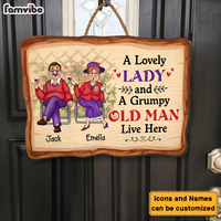 Personalized Gift For Family A Lovely Lady And A Grumpy Old Man Live Here Wood Sign 26537 thumb 1