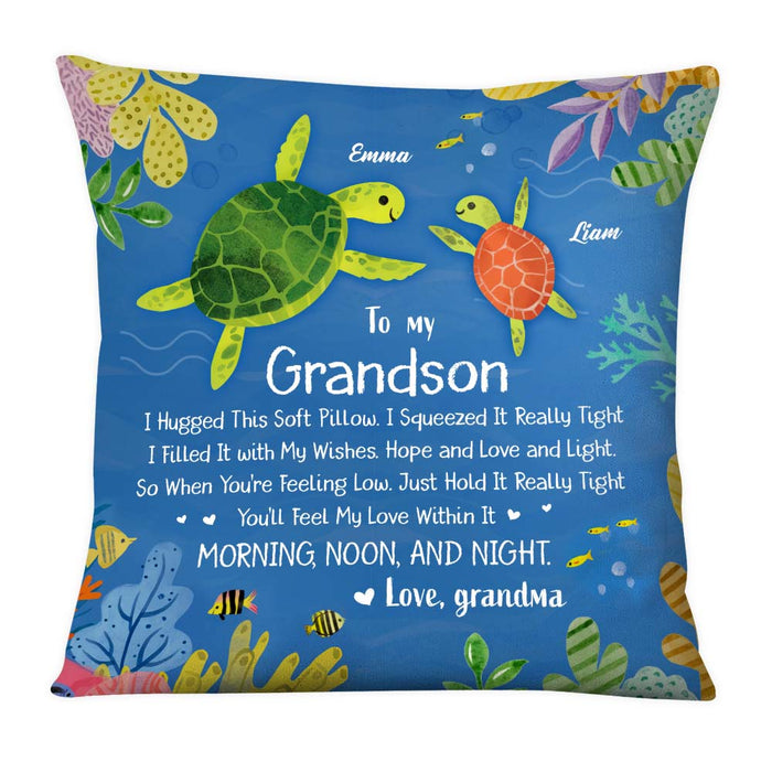Personalized Gift For Grandson From Grandma Turtle Hug This Pillow 26541 1