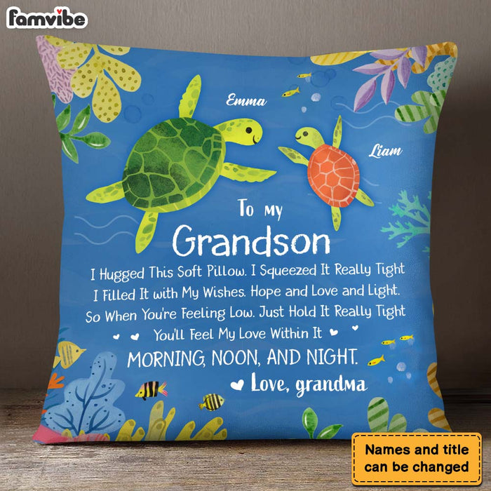 Personalized Gift For Grandson From Grandma Turtle Hug This Pillow 26541 1