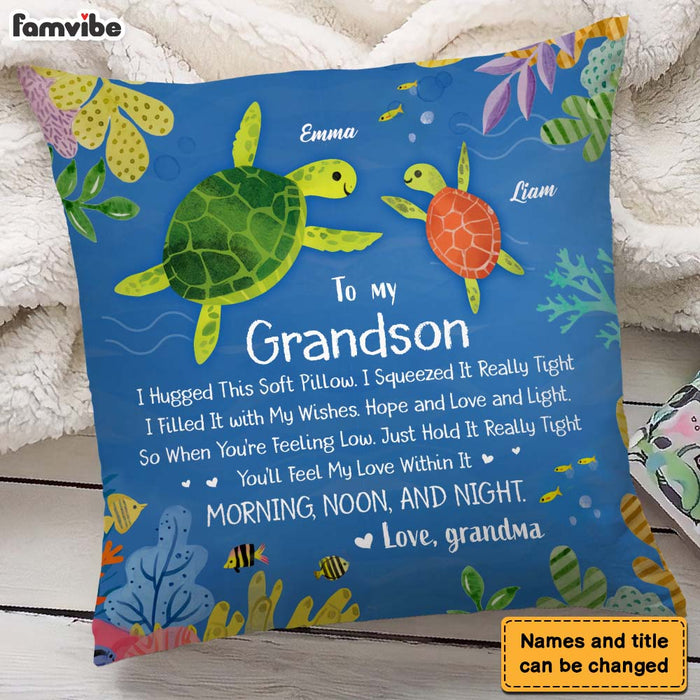 Personalized Gift For Grandson From Grandma Turtle Hug This Pillow 26541 1